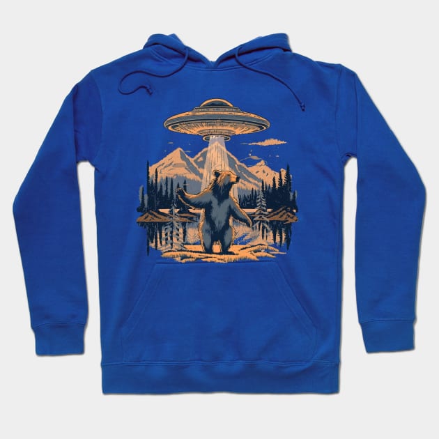 Flying Saucer Bear Hoodie by Midcenturydave